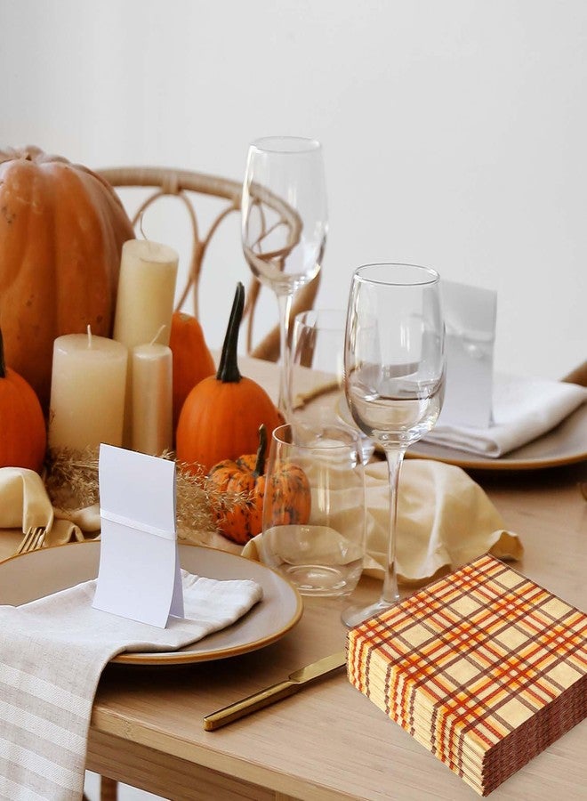 Whaline 80Pcs Fall Paper Napkins Buffalo Plaid Disposable Napkins Yellow Red Brown Checkered Luncheon Dinner Table Napkins for Thanksgiving Autumn Harvest Party Decor Supplies - Image 5